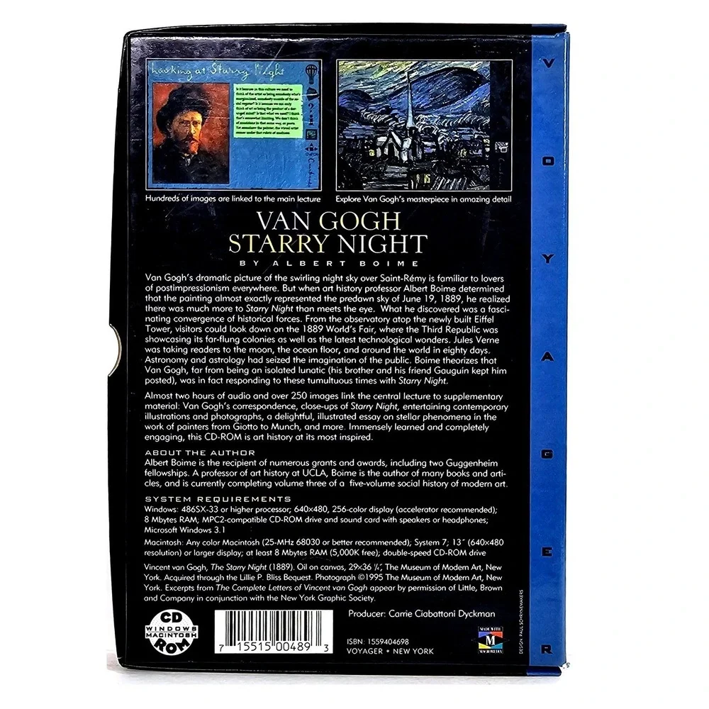 Van Gogh Starry Night Voyager PC/Mac CD-ROM Albert Boime Art History 1559404698‎